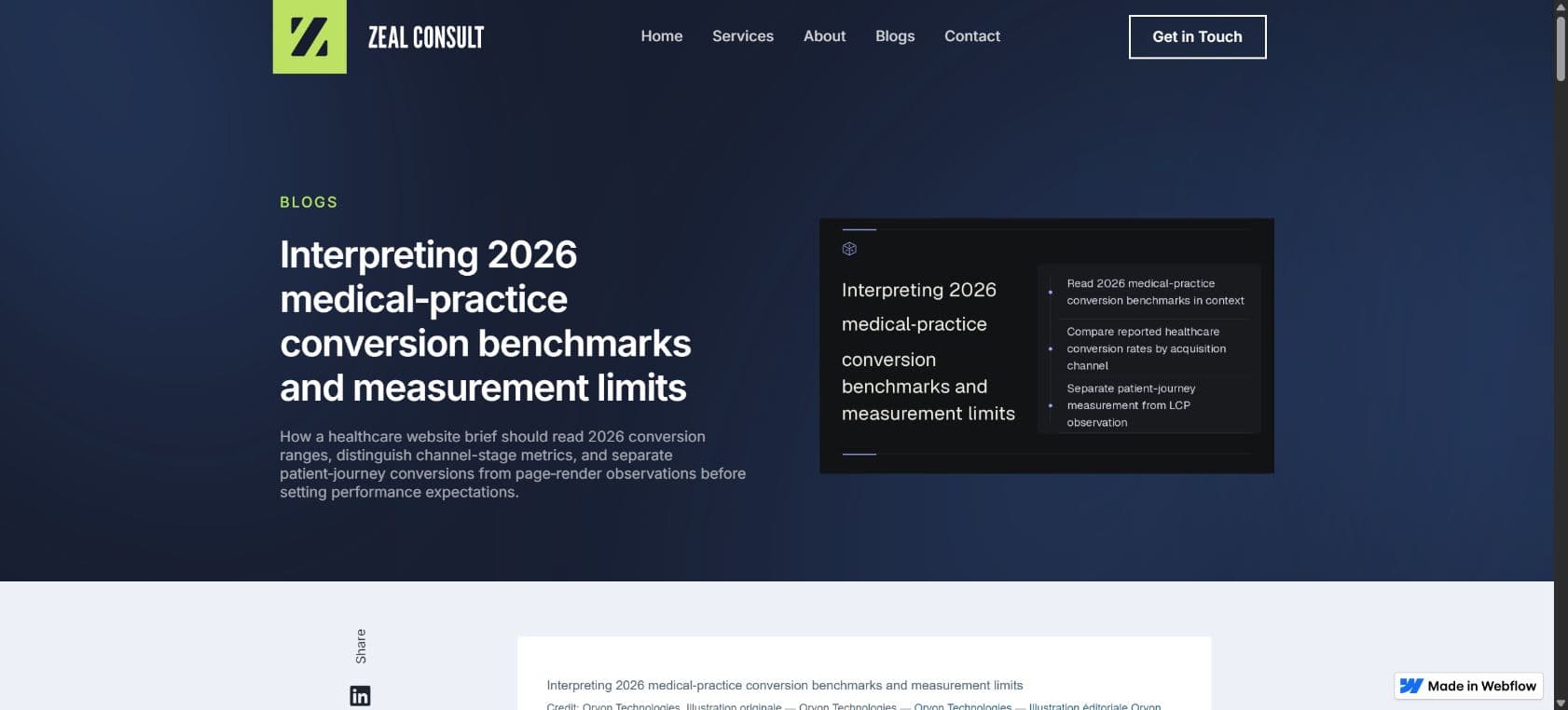 Titre et couverture de l’article du 19 octobre sur le pilote Webflow public d’Oryon