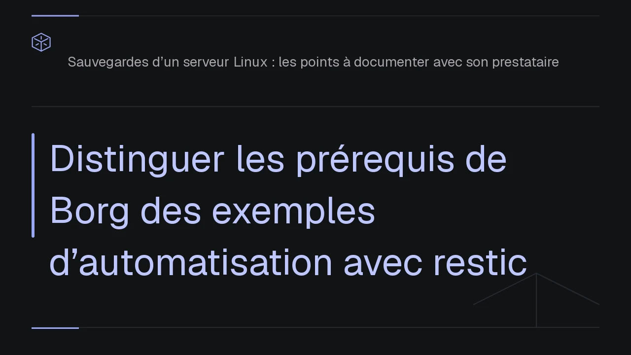 Distinguer les prérequis de Borg des exemples d’automatisation avec restic