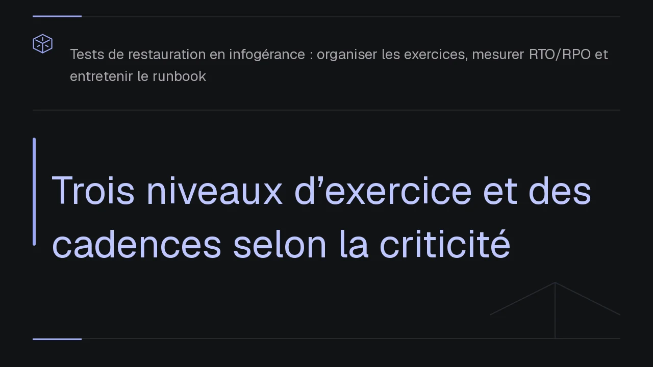 Trois niveaux d’exercice et des cadences selon la criticité
